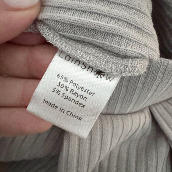 LAINSNOW Rosemary Wide Leg Ribbed Pants Dove Gray Medium M - Picture 8 of 9